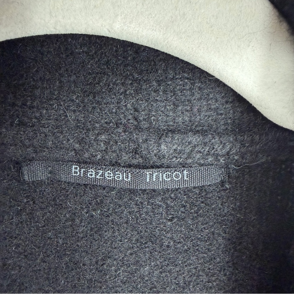 brazeau tricot 100% cashmere cardigan black sz M 3 shawl collar ribbed cuffs - Picture 2 of 8